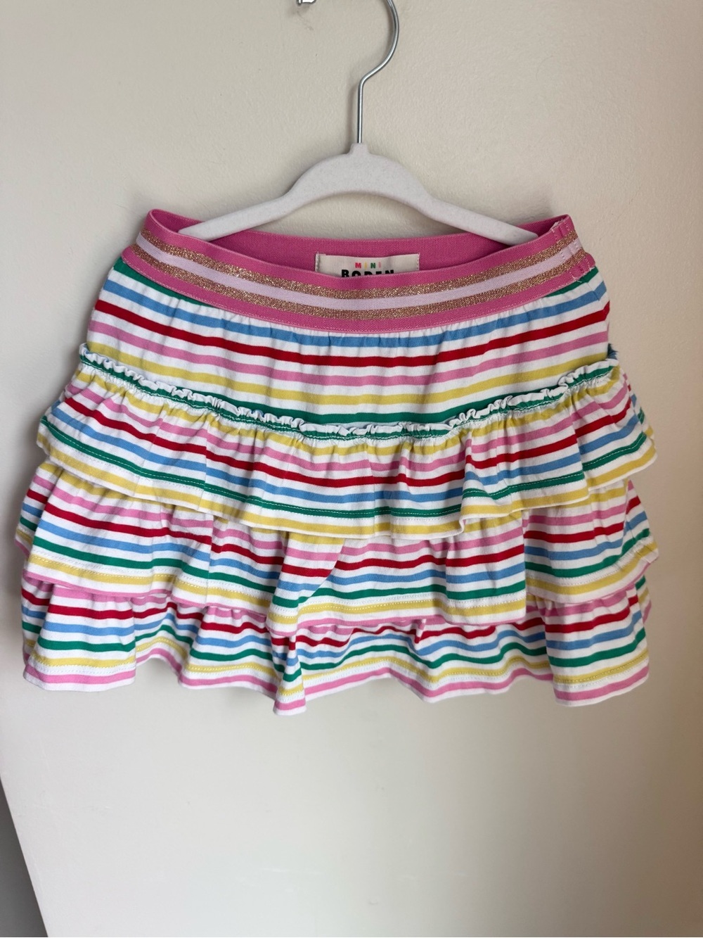 Mini Boden Striped Rainbow Girls Skort 6-7Y